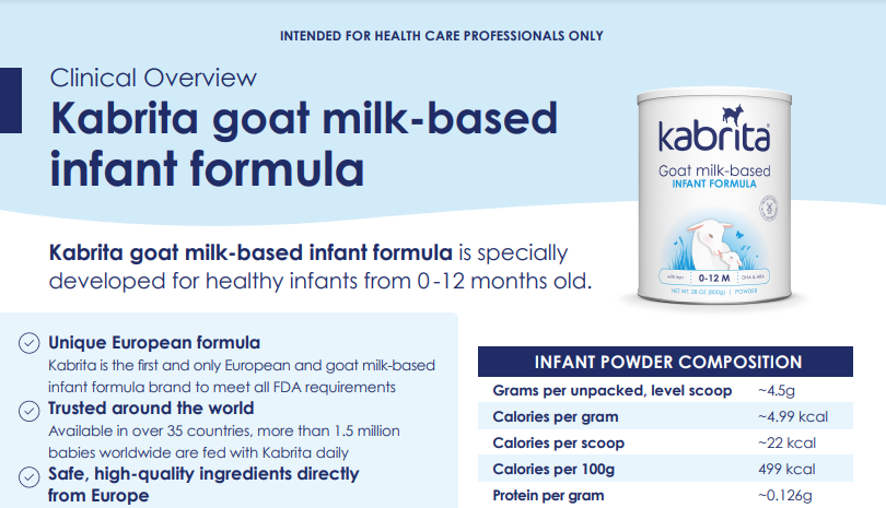 Clinical Overview | Kabrita Goat Milk-Based Infant Formula